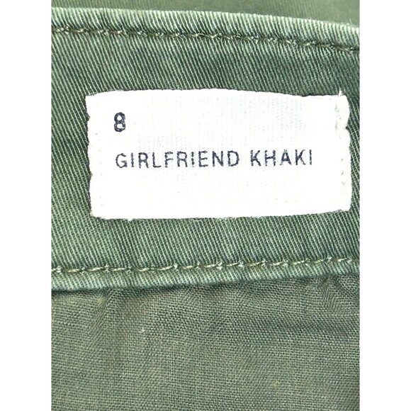 Gap Women’s Girlfriend Khaki Pants 8 Green Chinos Casual Zip Button Loops Pocket - Picture 3 of 11
